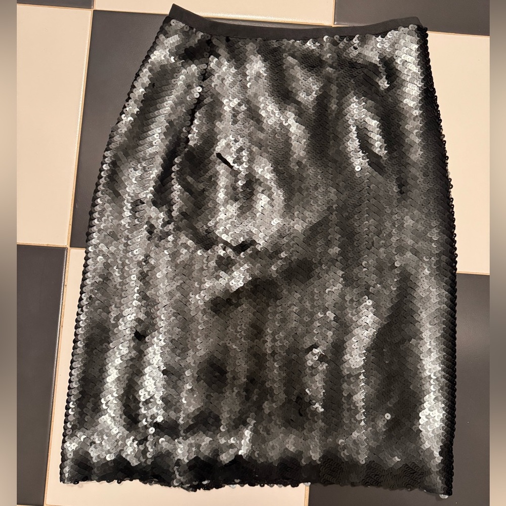 J. Crew Black Sequin Cocktail Pencil Skirt